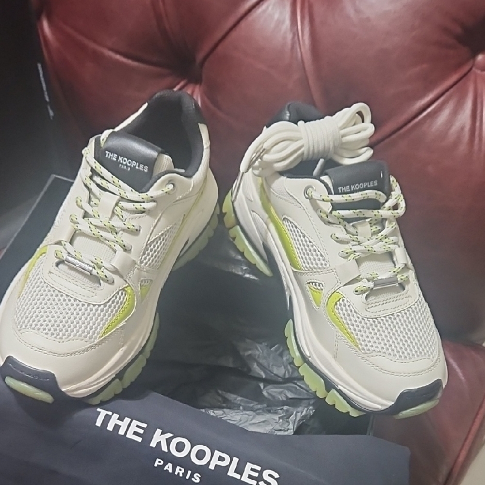 The Kooples Kids Cream and Green Sneakers
